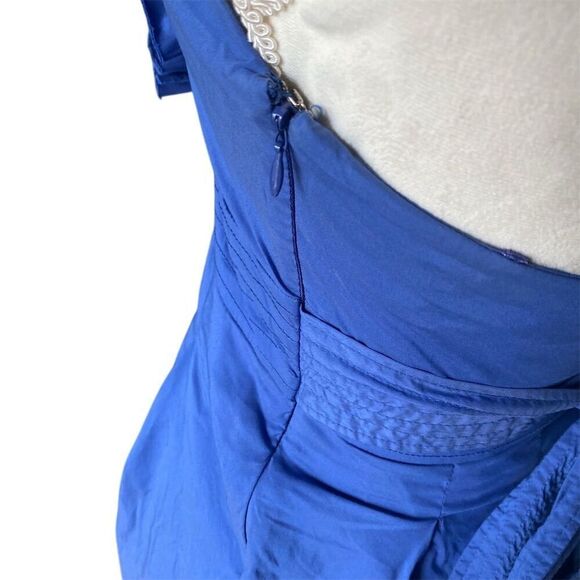 BCBGMaxAzria Women's Size 4 Blue Halter Ruffled Mini Length Dress - Picture 3 of 7